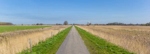 Panorama Narrow Road Countryside Groningen Netherlands — Stock Photo, Image
