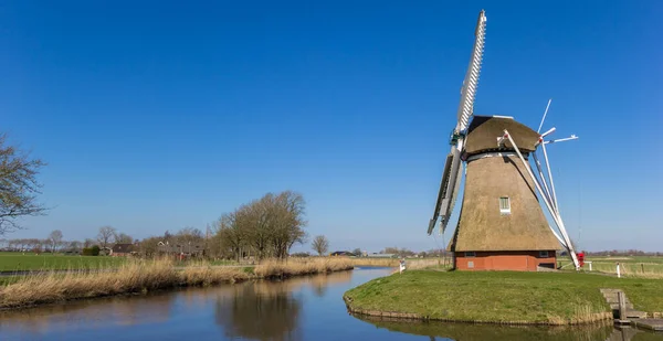 Panorama Mulino Vento Olandese Groningen Paesi Bassi — Foto Stock