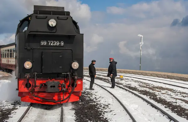 Locomotive Harzer Schmalspurbahnen Germany Conductor Machinist — Stock Photo, Image