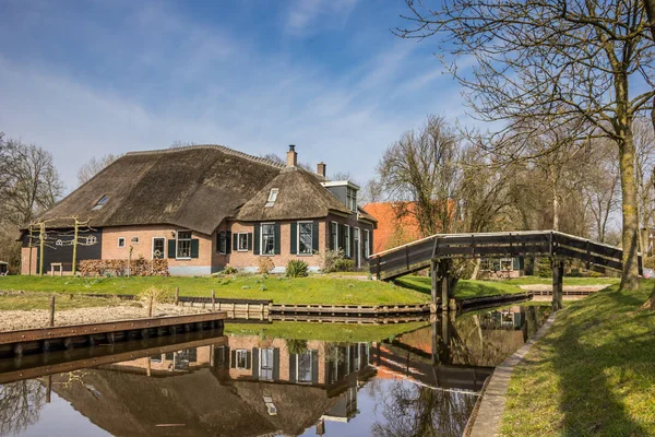 Old Farm Reflection Water Giethoorn Netherlands — Stock Photo, Image