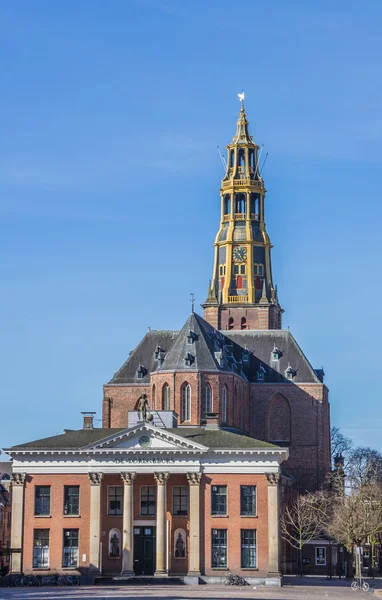 Rynek Wymiany Zboża Kościół Groningen Holandia — Zdjęcie stockowe