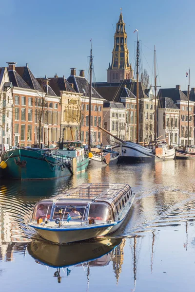Cruiseboat Hollanda Groningen Kanalları Aracılığıyla Bir Tur — Stok fotoğraf