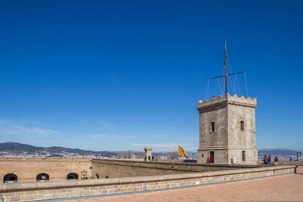 Torre Castelo Montjuic Barcelona Espanha — Fotografia de Stock