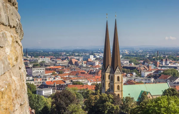 Blick Über Die Marienkirche Historischen Zentrum Von Bielefeld Deutschland Stockbild