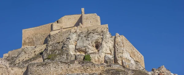 Panorama Středověkého Hradu Vrcholu Skály Morella Španělsko — Stock fotografie