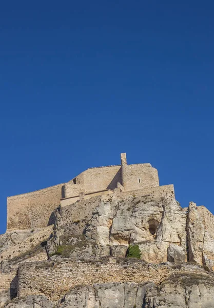 Château Médiéval Sommet Rocher Morella Espagne — Photo