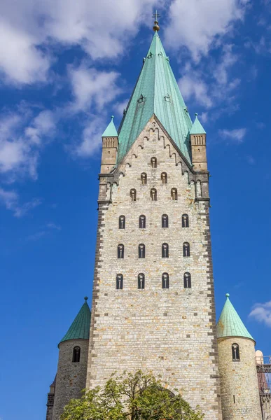 Wieża Kościoła Dom Paderborn Niemcy — Zdjęcie stockowe