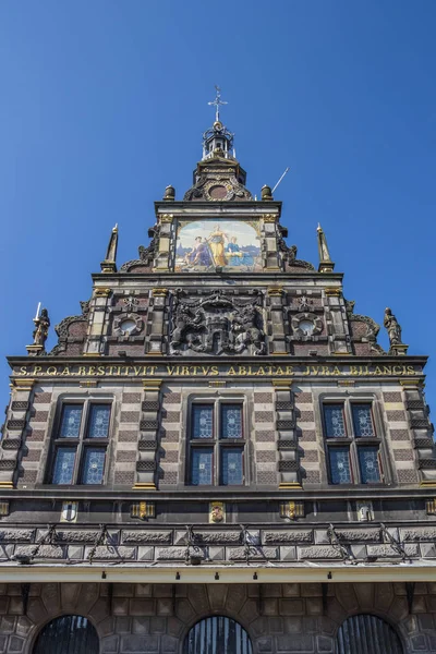 Gevel Van Het Huis Van Historische Wegen Alkmaar Nederland — Stockfoto