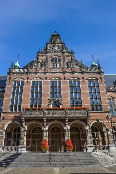 Vooraanzicht Van Het Hoofdgebouw Van Universiteit Van Groningen Nederland — Stockfoto