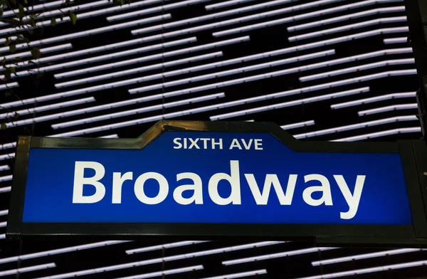 Cartel Callejero Broadway Iluminado Nueva York Estados Unidos — Foto de Stock