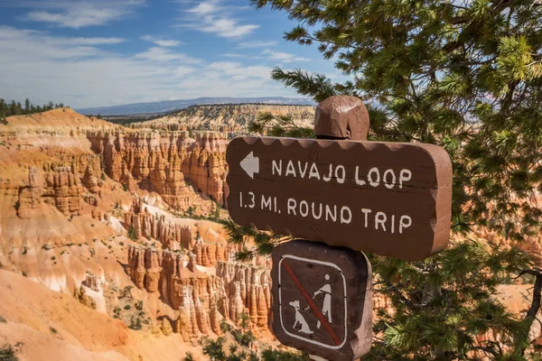 Segnaletica Navajo Loop Nel Bryce Canyon National Park Utah Usa — Foto Stock