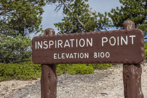 Drewniany Znak Momencie Inspiracji Parku Narodowego Bryce Canyon Stany Zjednoczone — Zdjęcie stockowe