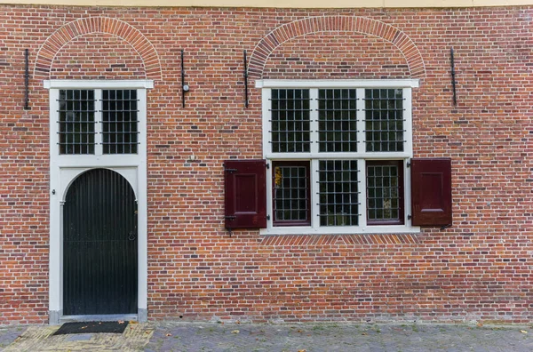 Porte Fenêtre Une Vieille Maison Monnickendam Hollande — Photo