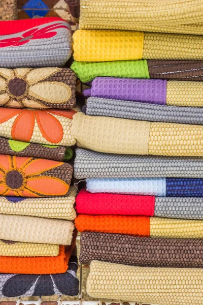 Stack Decorative Towels Market Valenca Portugal — Stock Photo, Image