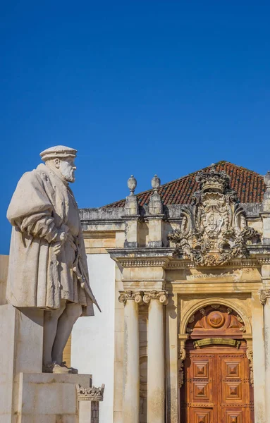 Üniversite Meydanı Coimbra Portekiz Kralı Joao Iii Heykeli — Stok fotoğraf