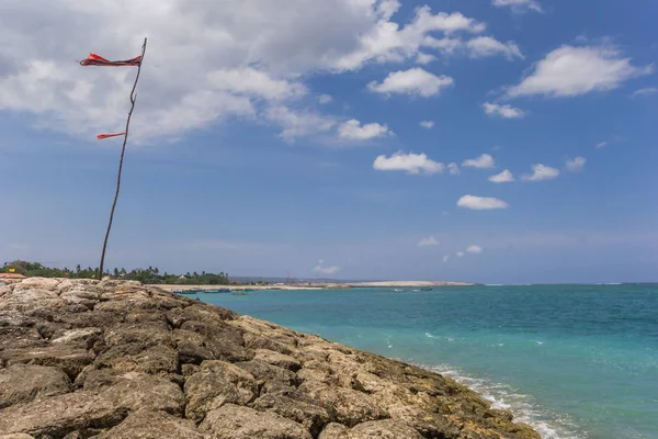 Flaga Molo Plaży Kuta Bali Indonezja — Zdjęcie stockowe