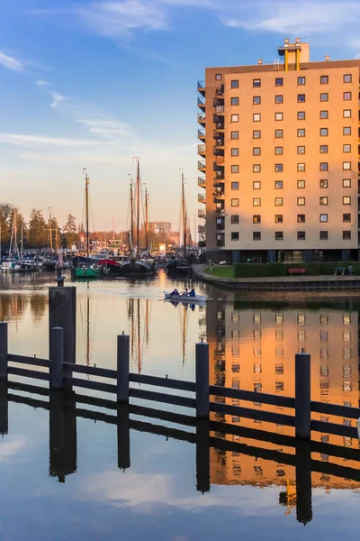 Farbenfroher Alter Hafen Zentrum Von Groningen Niederland — Stockfoto