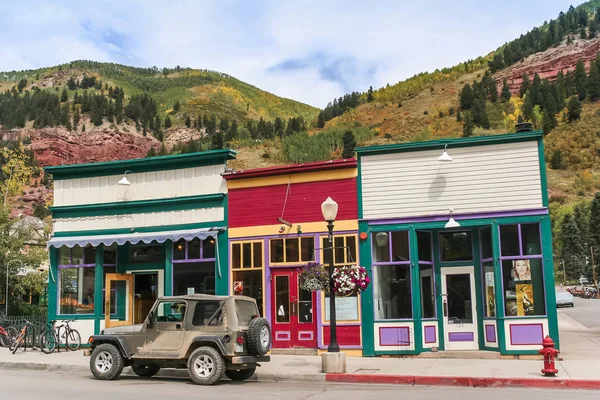 Petits Magasins Bois Dans Rue Principale Telluride Colorado Usa — Photo