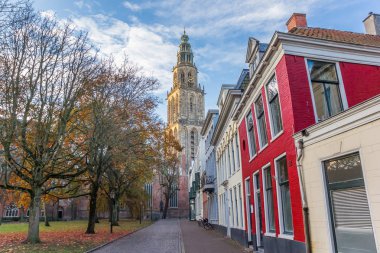Martini church tower in the late afternoon autumn in Groningen, The Netherlands clipart