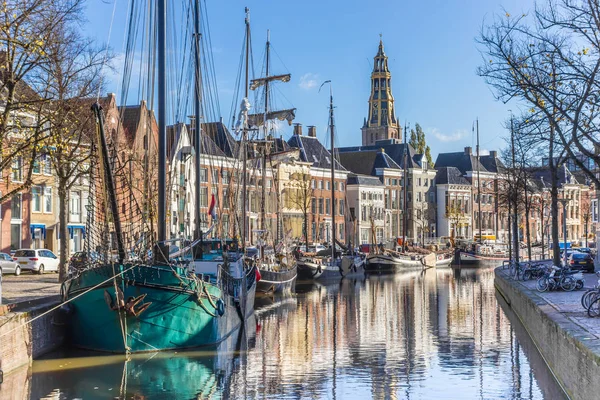 Tarihi Gemi Hoge Der Kanal Groningen Hollanda — Stok fotoğraf