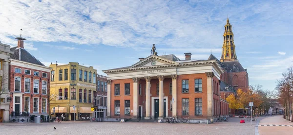 Tahıl Panoraması Alışverişi Bina Kilise Kule Balık Pazarı Meydanı Groningen — Stok fotoğraf