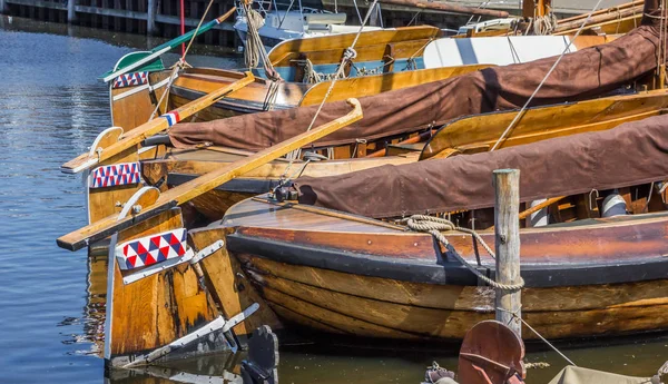 Fából Készült Vitorlás Hajók Kikötő Amely Hollandia — Stock Fotó