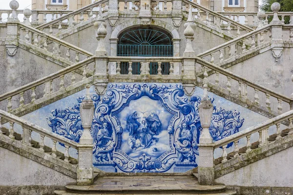 Religiösa Scenen Blå Azulejos Remedios Trappan Lamego Portugal — Stockfoto