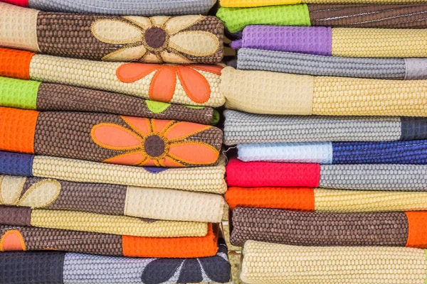 Stack Decorative Towels Market Valenca Portugal — Stock Photo, Image