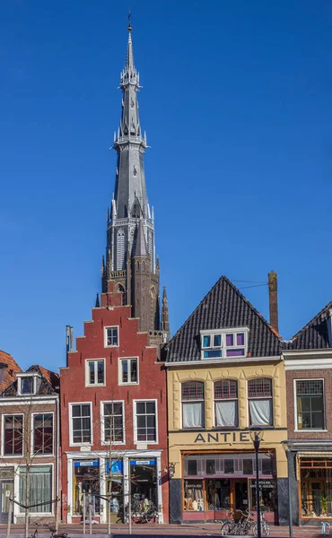 Oude Huizen Toren Van Kerk Van Bonifatius Leeuwarden Nederland — Stockfoto