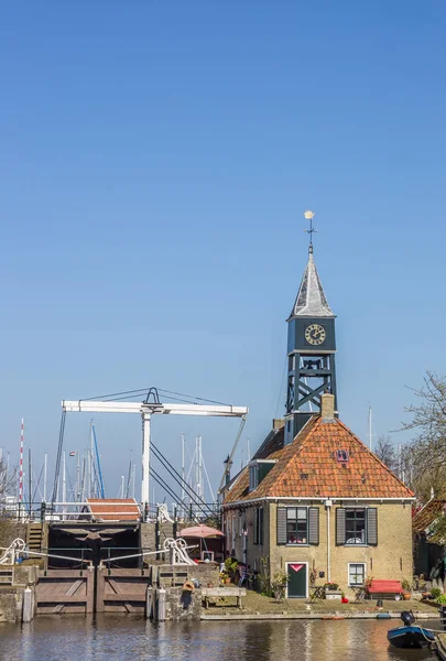 Lite Sluse Låsshus Det Historiske Hindeloopen Nederland – stockfoto