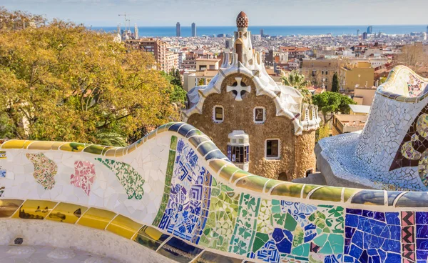 Vista Panorâmica Sobre Barcelona Partir Park Guell — Fotografia de Stock