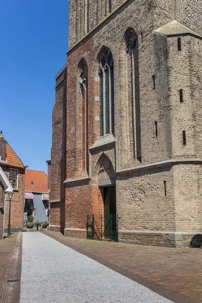 Brukowanej Ulicy Kościele Stephanus Hasselt Holandia — Zdjęcie stockowe