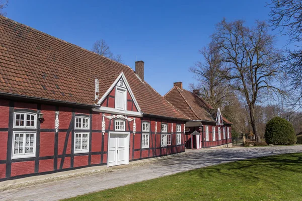 Historisch rode halve houten huisjes in Rheda-Wiedenbruck — Stockfoto