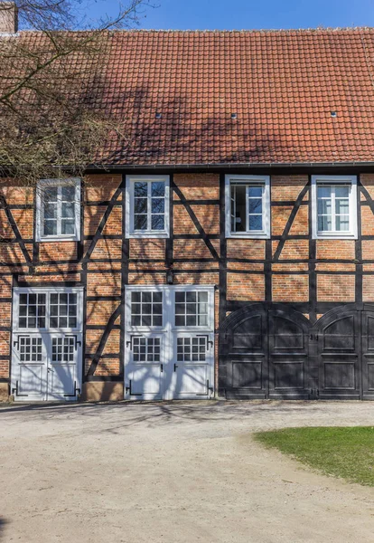 Historic brick houses in the castle garden of Rheda-Wiedenbruck