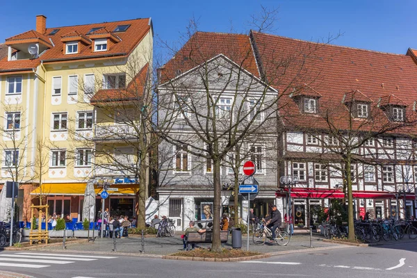 Geschäfte und Restaurants in der historischen Stadt Lippstadt — Stockfoto