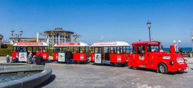 Panorama of a tourist train in the center of Binz clipart