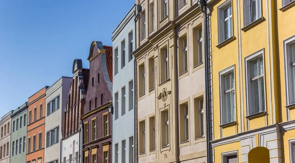 Hansa şehri Stralsund'da renkli evlerin panoraması — Stok fotoğraf