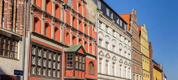 Panorama of colorful historic houses in Stralsund — Stock Photo, Image