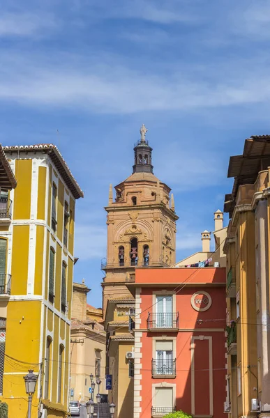 Tarihi şehir Guadix katedral kulesi ve evleri — Stok fotoğraf