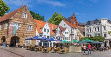 Panorama of the hisotirc Nordermarkt square in Flensburg clipart