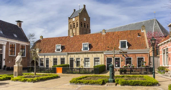 Centraal Plein Met Huizen Kerktoren Ferwert Nederland — Stockfoto