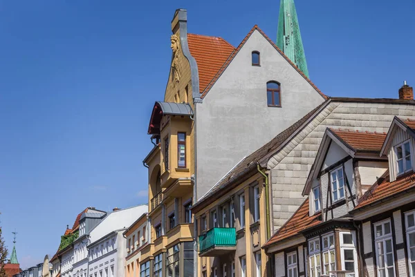 Исторические Фасады Торговой Улице Шверине Германия — стоковое фото
