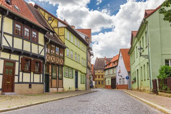 Street Colorful Half Timbered Houses Center Quedlinburg Germany — Stock Photo, Image