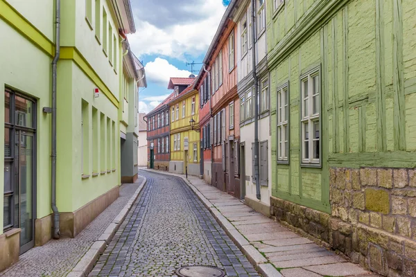 Calle Empedrada Vacía Centro Histórico Quedlinburg Alemania — Foto de Stock