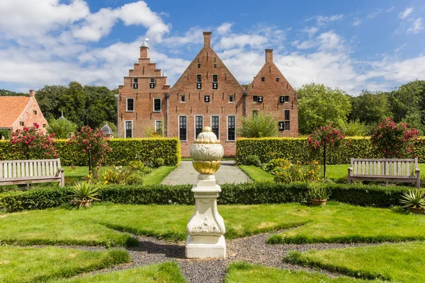 Garden and historic building of the Menkemaborg in Groningen, Netherlands