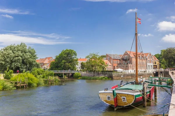 Historisches Holzschiff Hafen Von Ribe Dänemark Stockbild