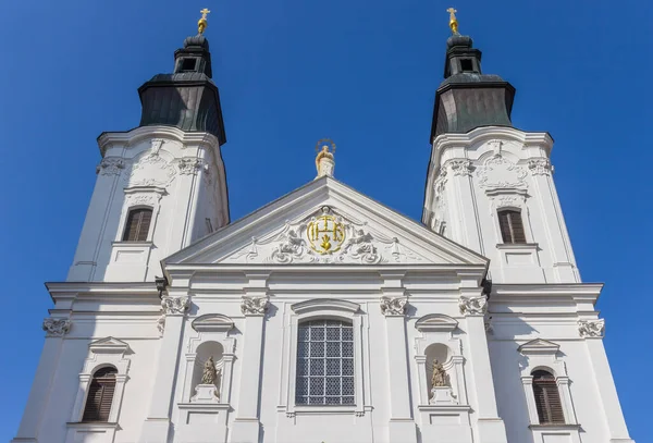 Fachada Blanca Iglesia Jesuita Klatovy República Checa —  Fotos de Stock