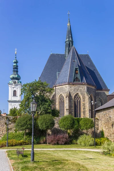 Iglesia María Torre Blanca Ciudad Histórica Klatovy República Checa — Foto de Stock