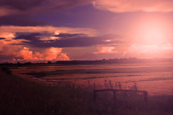 Paesaggio Rurale Tramonto — Foto Stock