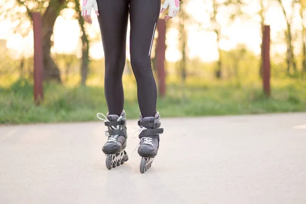 Young Sexy Woman Roller Skates — Stock Photo, Image